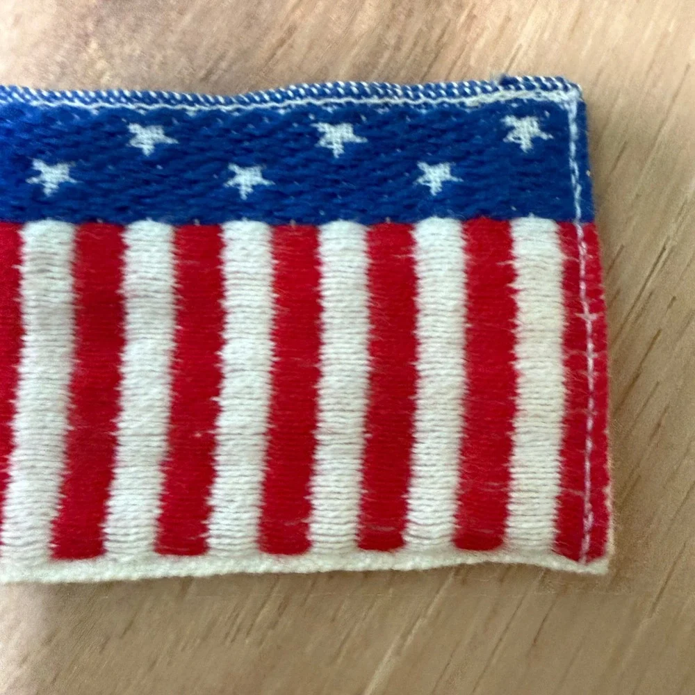 Red White Blue Patriotic Nautical Stars Stripes Fabric D-Ring Belt SZ Medium‎